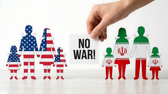 People protesting no war with flags