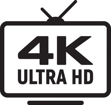 4k ultra hd television icon, high resolution display symbol tv day