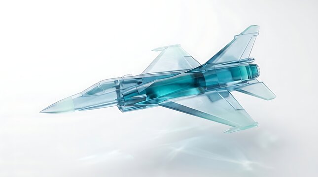 Modern fighter jet in transparent 3d style