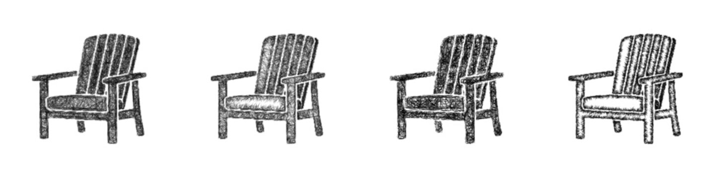 Black and white sketch outdoor armchair icon design set