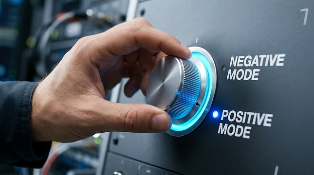 Hand adjusting earphone mode selector