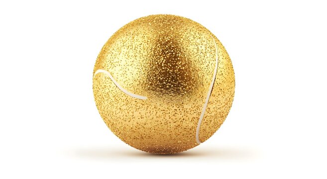 Shiny tennis ball in golden finish isolated for design picture
