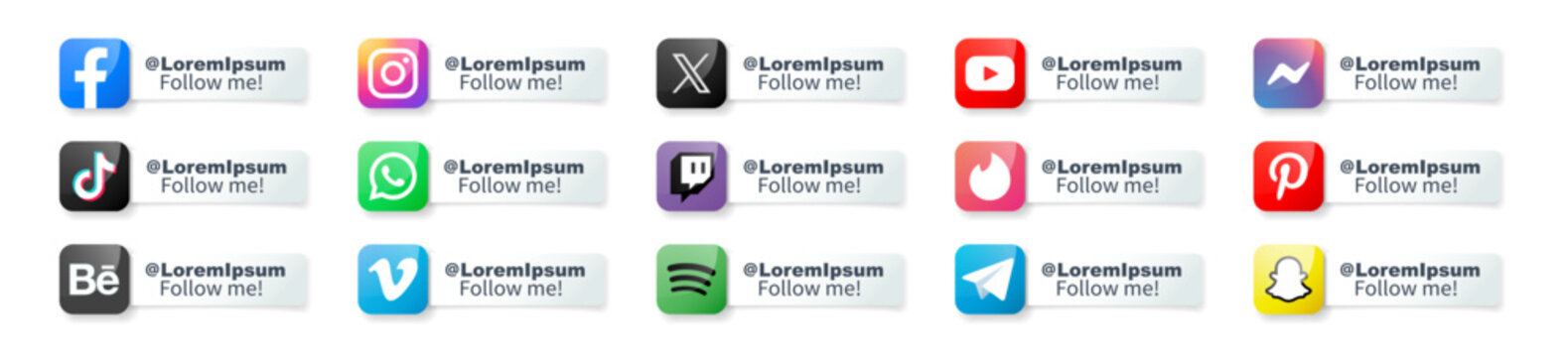 Follow me social media icons with usernames. Popular profiles including Facebook, Instagram, TikTok, and YouTube Kharkiv, Ukraine - July 30, 2026.