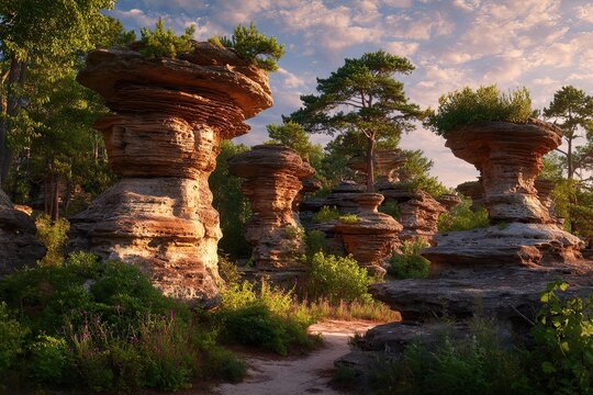 Majestic Wisconsin Dells Sandstone Formations Sculpted by Nature and Time