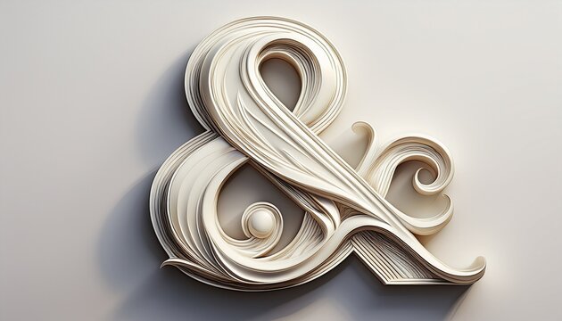 A Glossy White Ampersand Symbol Rendered In A Cursive Style Against A White Background