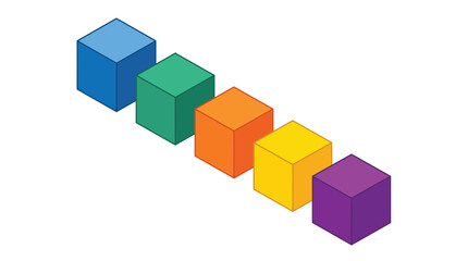 Naklejka premium Isometric 3D Rainbow Colored Cube Block Row Concept for Step Process and Growth Infographics