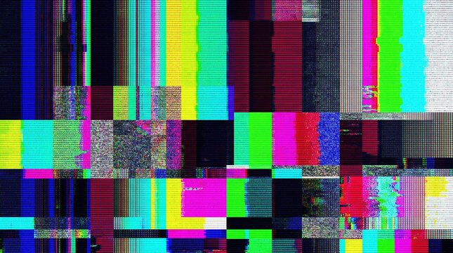 Abstract digital glitch art with colorful signal bars