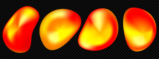 Gradient liquid blob shape 3d vector. Abstract bubble form. Fluid futuristic orange ball or geometry sphere. Wavy background render with multicolor wave. Glowing neon metal drop. Molecule chameleon © Mariia