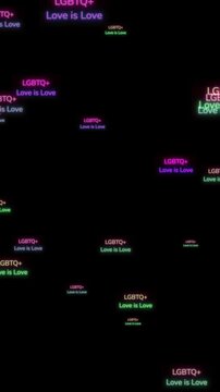 LGBTQ+ Neon Love Is Love Repeating Signs vertical video