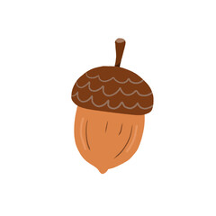 Cute brown acorn illustration isolated on white background © putri intani