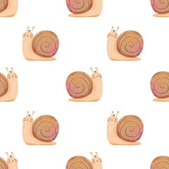   Seamless pattern with cartoon snails. Illustrations for kids. hand drawing,flat style. Baby design for fabric,print,textile,wrapper © Ann1988