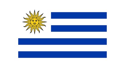 Obraz premium Oriental Republic of Uruguay national flag isolated on white background.