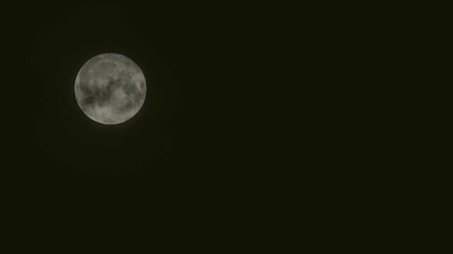 The moon covered with Moving thin clouds

