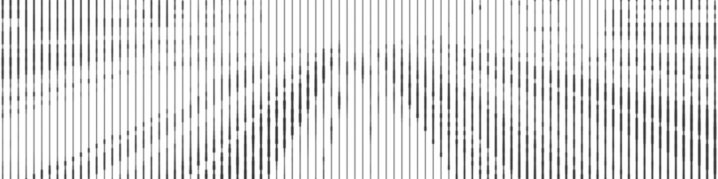 Monochrome vertical line halftone pattern background with abstract wave gradient flow
