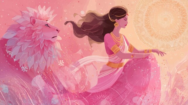 Festive Happy Navratri illustration inspired by Indian cultural symbols and decorative motifs. Greeting designs, promotional campaigns, posters, and seasonal marketing materials.