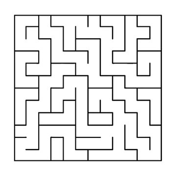 Abstract maze pattern with clean black lines on a white background in a minimalist linear design with balanced geometric composition and simple shapes