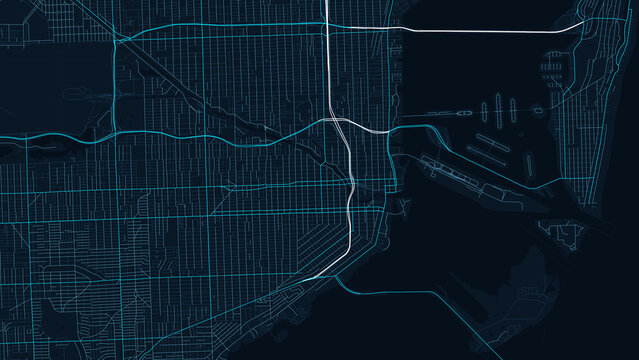 Miami Florida City Street Map Blueprint Poster