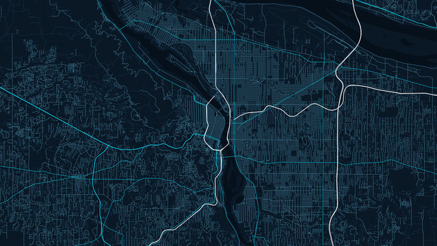 Portland Oregon City Street Map Blueprint Poster