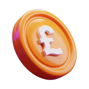 3d rendered british pound coin with shiny surface