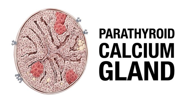 Microscopic view of human parathyroid gland anatomy and calcium regulation