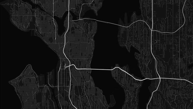 Seattle Washington City Street Map Black and White Poster