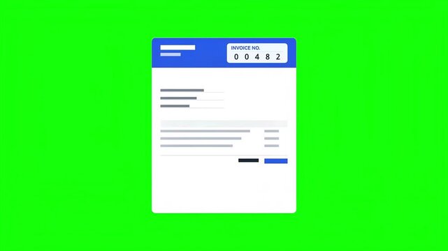 Invoice Number Counter Generator Animation on Green Screen