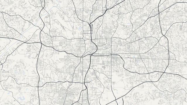Atlanta Georgia City Street Map Cream Ivory Minimalist Poster