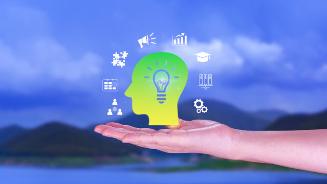 Thinking skills for business leader and manager concept. Team, critical, creative, systematic thinking skill. Upskilling, reskilling, new skill for employee's competency development. Business succes