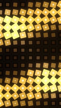 Square grid tiles rotating and scaling in staggered eased waves motion graphics background seamless loop in subtle amber tones vertical 9:16