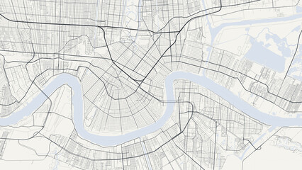 New Orleans Louisiana City Street Map Cream Ivory Minimalist Poster © Auras