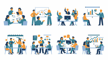 Fototapeta premium Agile teamwork and office project management icons.