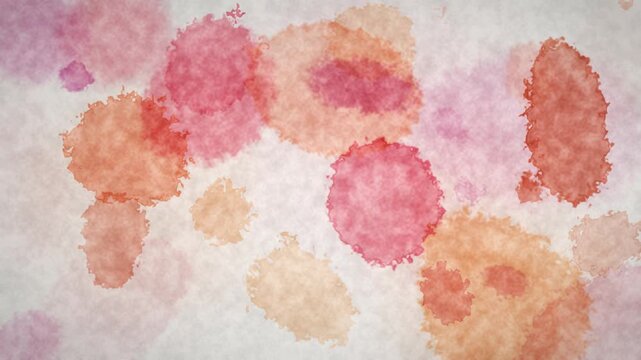 Soft Watercolor Pigment Blooms Spreading and Merging on Wet Paper Seamless Loop in vibrant rose tones
