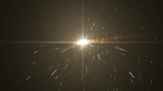Welding Arc Spraying Hot Sparks from a Molten Metal Seam Seamless Loop in subtle amber tones