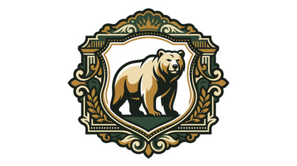 Obraz premium Bear Emblem Shield Crest Logo Mascot Emblematic Symbol Wildlife Animal Bear Emblematic Symbol