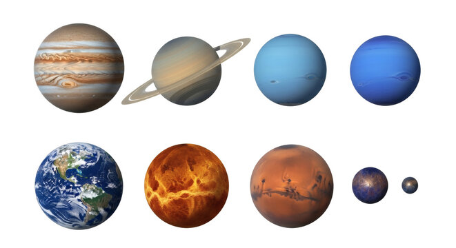 Realistic depictions of the eight major planets in our solar system including Jupiter Saturn Uranus Neptune Earth Venus Mars and Pluto&nbsp;