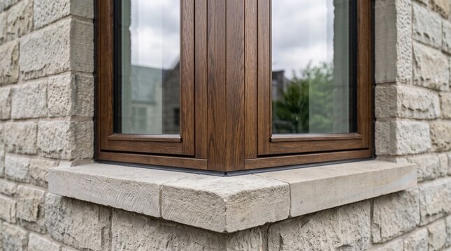 Sealed exterior window reveal on Nordic masonry facade