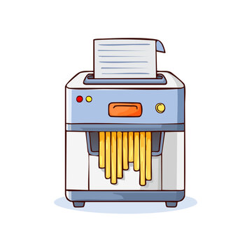 Paper shredder destroying documents with strips falling out