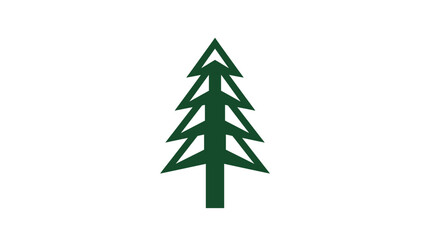 Fototapeta premium Minimalist Evergreen Tree Icon on White Background, Simple Geometric Forest Symbol, Nature Concept