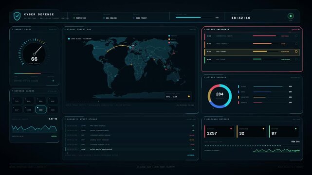Cyber Defense Dashboard Tracks Global Threats and Network Activity on World Map