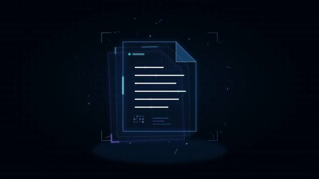 Futuristic Document Verification Animation Builds a Digital File with Check Mark