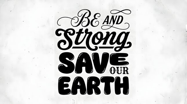 Be strong save our earth inspirational typography quote design for environmental awareness and nature conservation projects