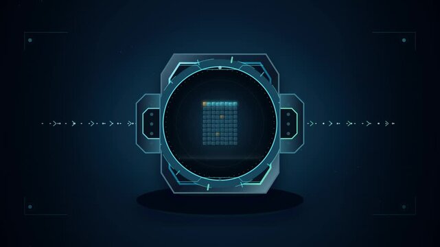 Futuristic Document Verification Scanner Processes a File and Displays Security Approval