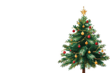 Fototapeta premium Decorated evergreen Christmas tree with golden star
