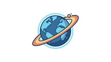 Blue planet with orange ring system. © bapak