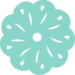 Obraz premium Teal floral ornament mandala icon isolated on transparent background decorative turquoise element