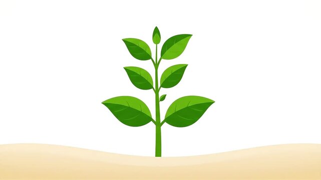 Animated green plant growing from soil