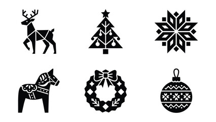 Black and white reindeer silhouette icon © Mst. Taslima Akhter