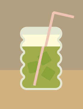 Iced Matcha Latte in a Glass