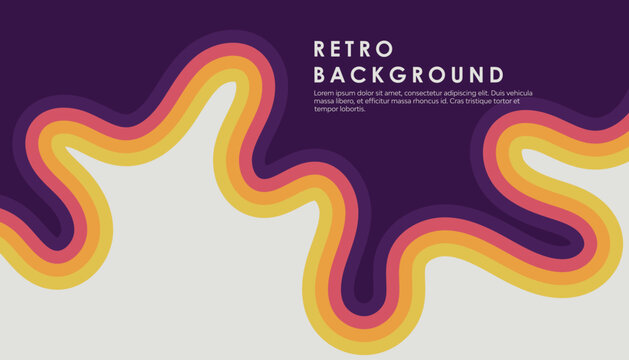 Retro vintage 70s style stripes background poster lines. shapes vector design graphic 1970s retro background. abstract stylish 70s era line frame illustration	