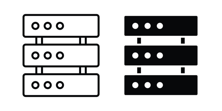 Server rack icon line logo set. EPS10